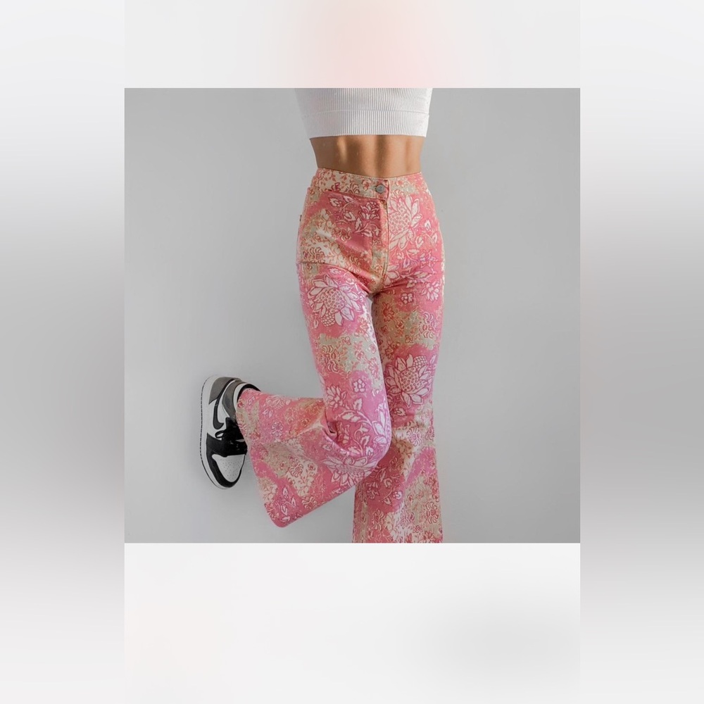 We The Free Pink Floral Bootcut Flare Pants
